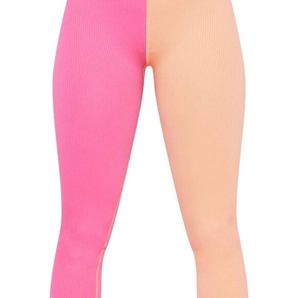 2 Colour Rib Leggings + FREE Candy Pink BONUS Pair! Size Medium - Picture 8 of 9